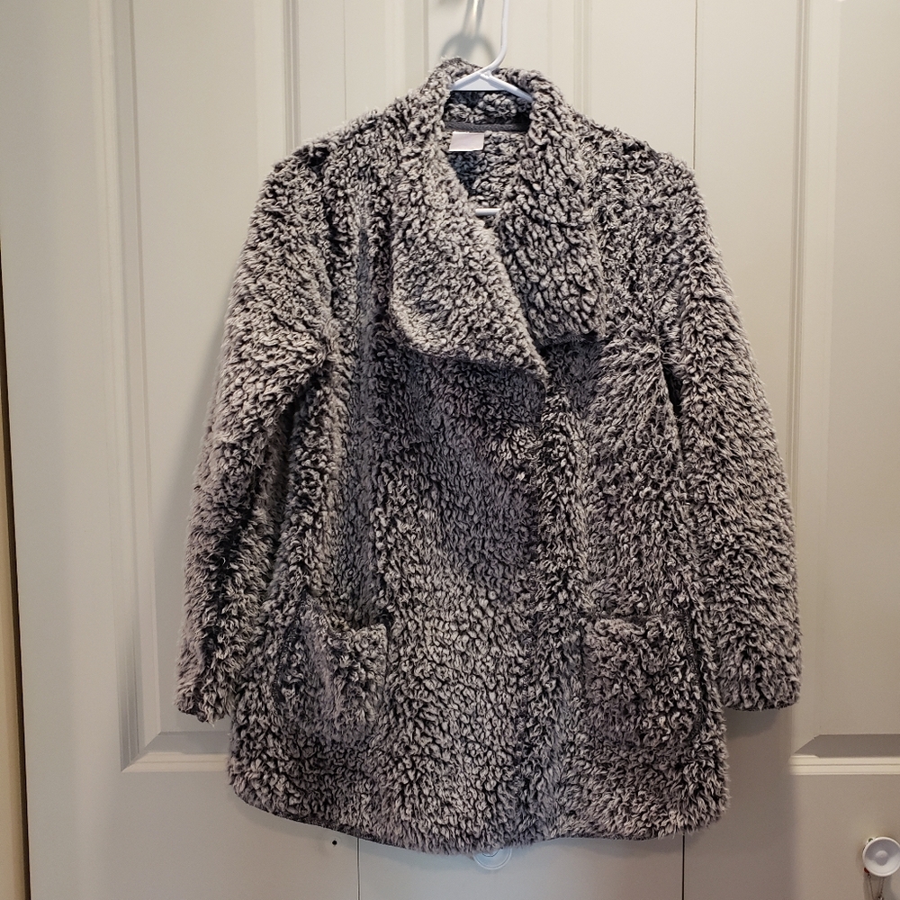 Secret Treasures Sherpa Cardigan Gray Sweater Jacket W/Pockets Size S